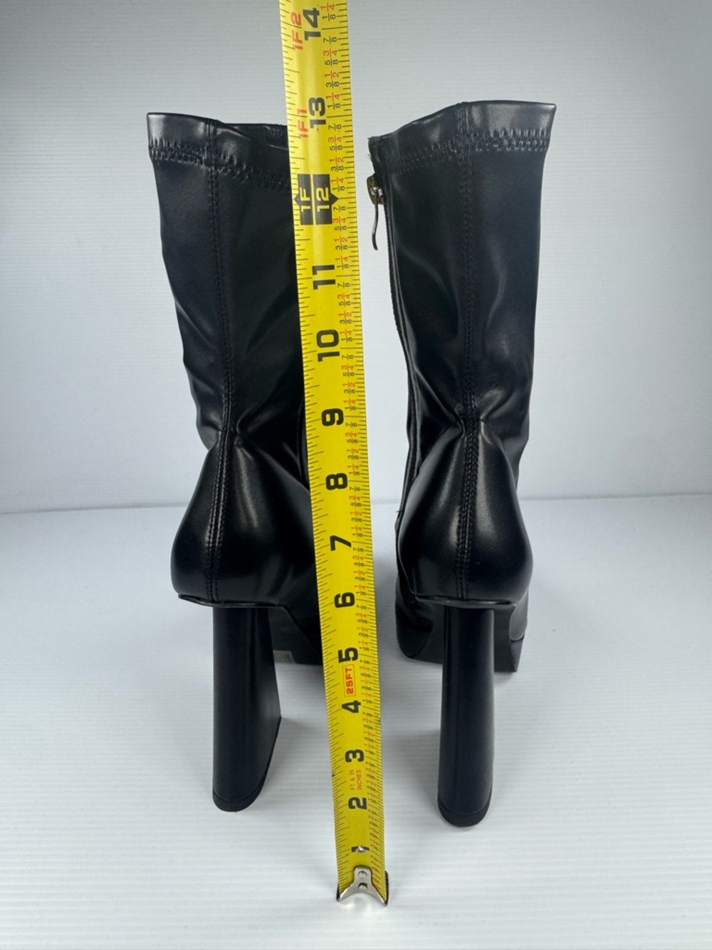 AKIRA Saxton Black Platform Heel Boots Size 10 Pointed Toe Sculpted Heel NWT - Picture 5 of 6